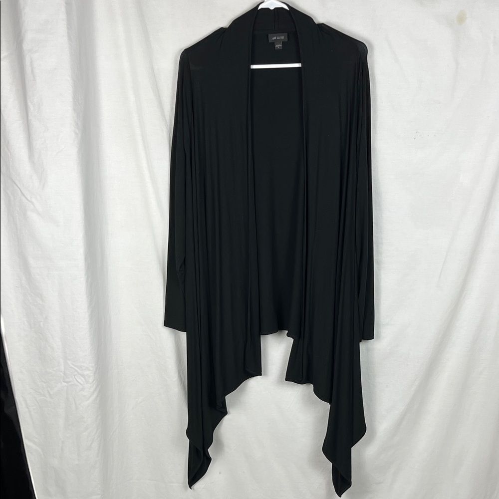J. Jill Wearever Black Longline Handkerchief Hemline Cardigan